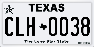 TX license plate CLH0038