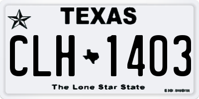 TX license plate CLH1403