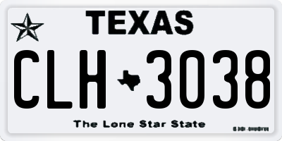 TX license plate CLH3038