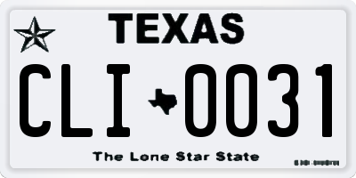 TX license plate CLI0031