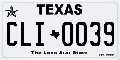 TX license plate CLI0039