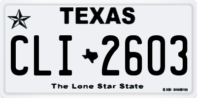 TX license plate CLI2603