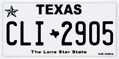TX license plate CLI2905