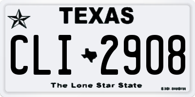 TX license plate CLI2908