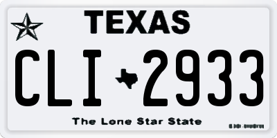 TX license plate CLI2933