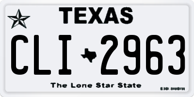TX license plate CLI2963