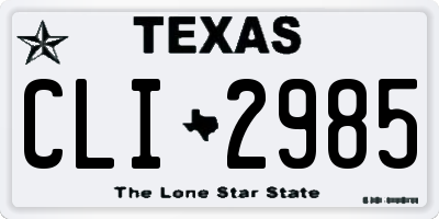 TX license plate CLI2985