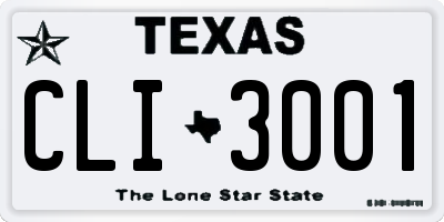 TX license plate CLI3001