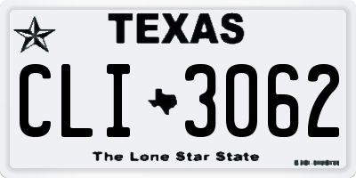 TX license plate CLI3062