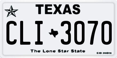 TX license plate CLI3070