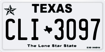 TX license plate CLI3097