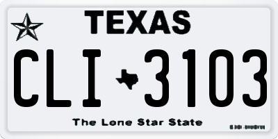 TX license plate CLI3103