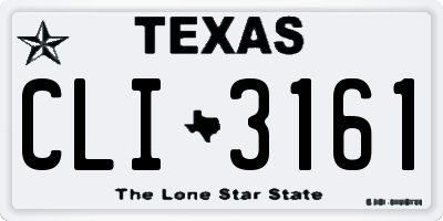 TX license plate CLI3161