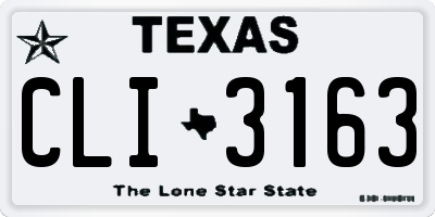 TX license plate CLI3163