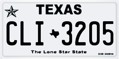 TX license plate CLI3205