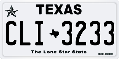 TX license plate CLI3233