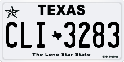 TX license plate CLI3283