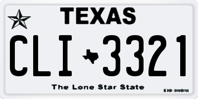 TX license plate CLI3321