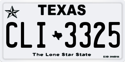 TX license plate CLI3325
