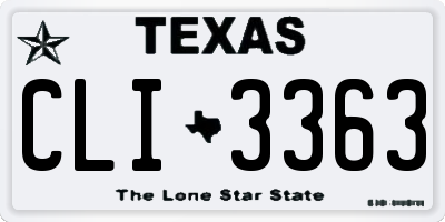 TX license plate CLI3363