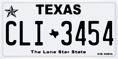 TX license plate CLI3454