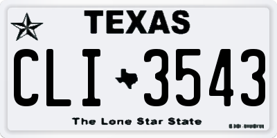 TX license plate CLI3543