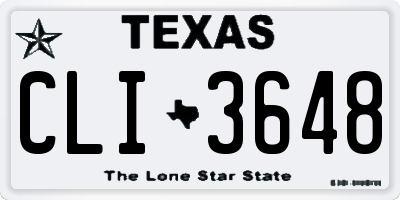 TX license plate CLI3648