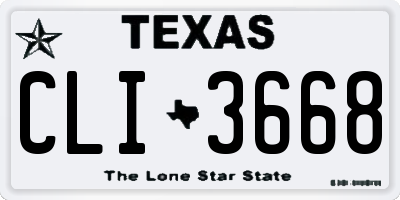TX license plate CLI3668