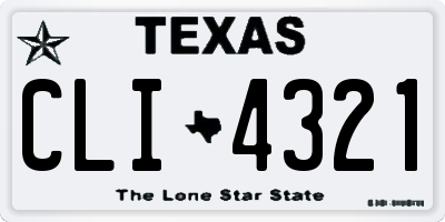 TX license plate CLI4321