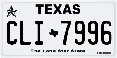 TX license plate CLI7996