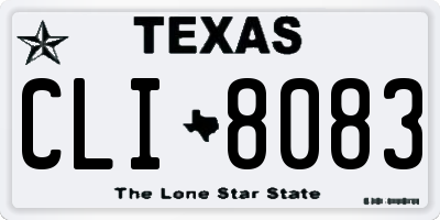 TX license plate CLI8083