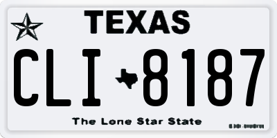 TX license plate CLI8187