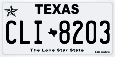 TX license plate CLI8203