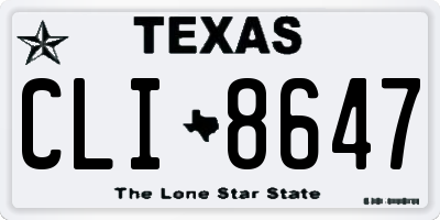 TX license plate CLI8647