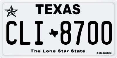 TX license plate CLI8700