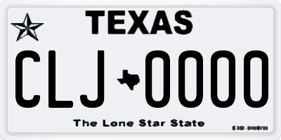 TX license plate CLJ0000