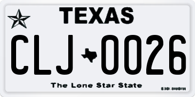 TX license plate CLJ0026