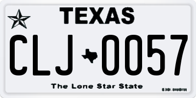 TX license plate CLJ0057