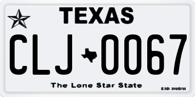 TX license plate CLJ0067