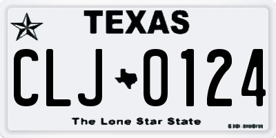 TX license plate CLJ0124