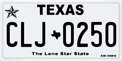 TX license plate CLJ0250