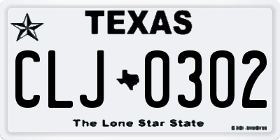 TX license plate CLJ0302