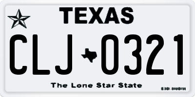 TX license plate CLJ0321