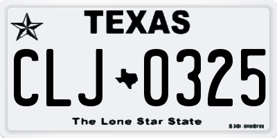 TX license plate CLJ0325