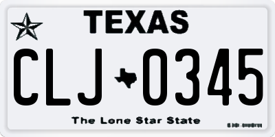 TX license plate CLJ0345