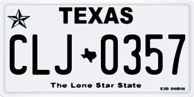 TX license plate CLJ0357