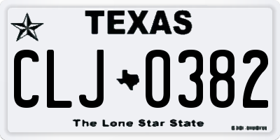 TX license plate CLJ0382