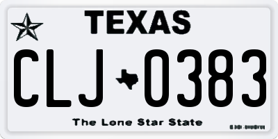 TX license plate CLJ0383