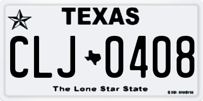 TX license plate CLJ0408