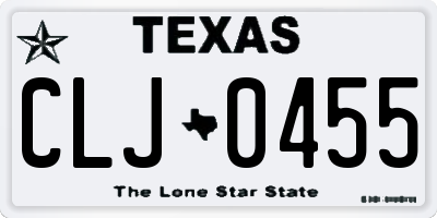 TX license plate CLJ0455